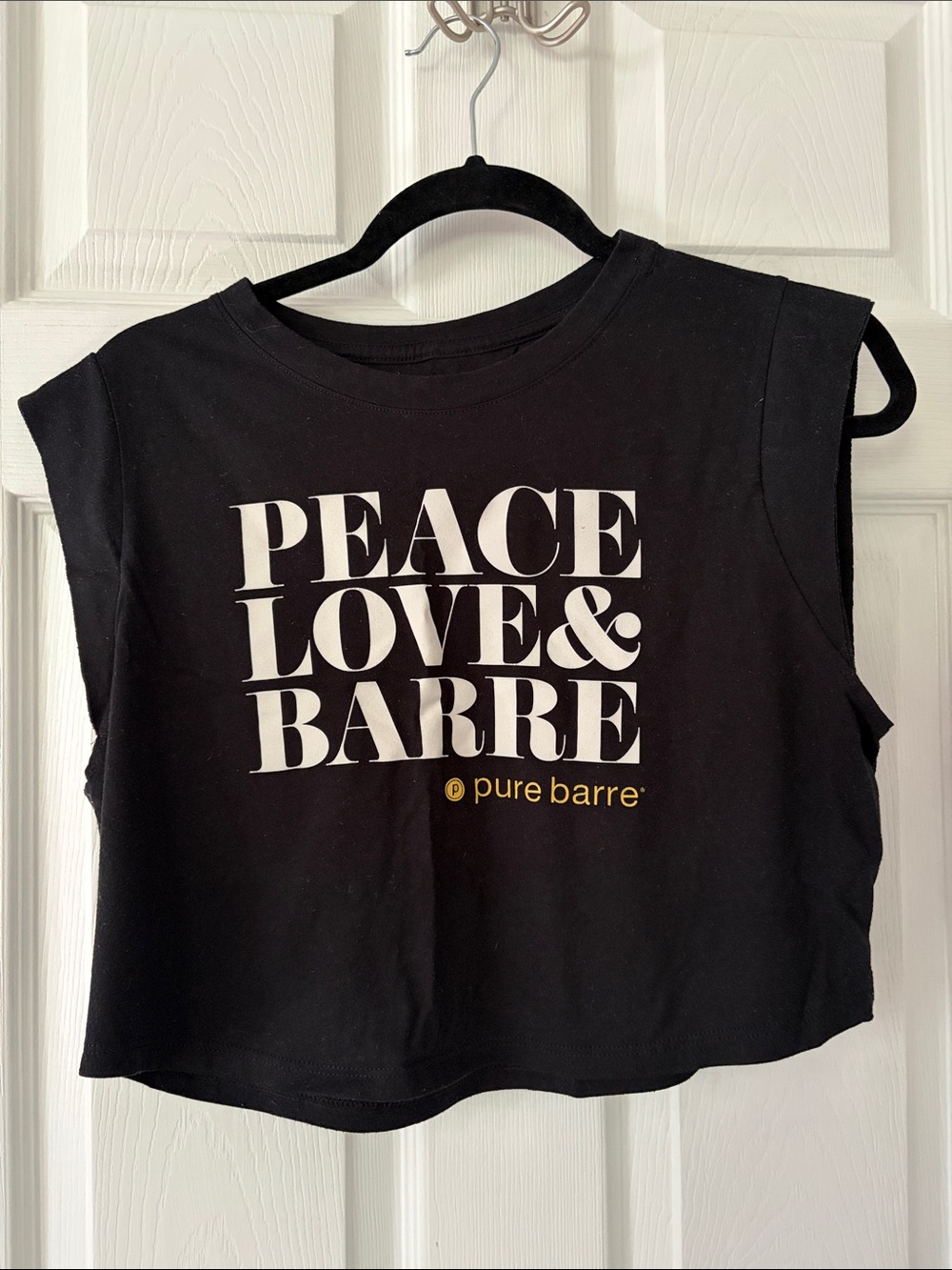 Pure Barre Black Graphic Crop Top - Peace Love & Barre
